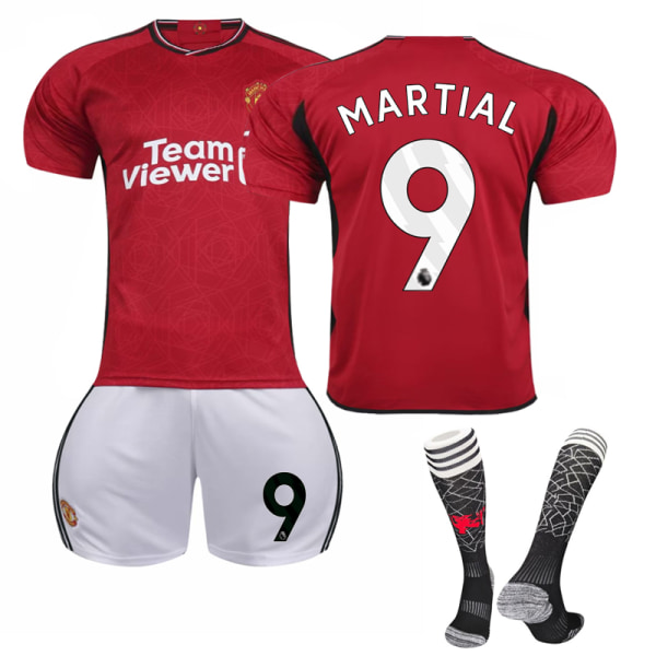 New 23-24 Manchester United Hem Fotbollsdräkt för barn nr 9 MARTIAL 8-9 years