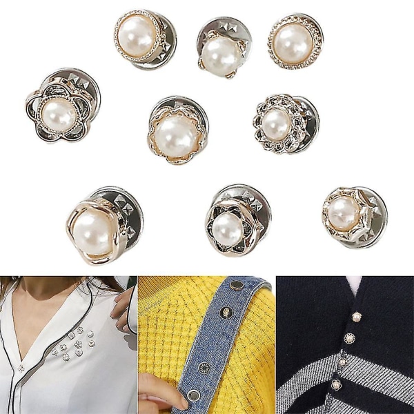 10st Förhindra oavsiktlig exponering Knappar Brosch Pins Badge White Pearl