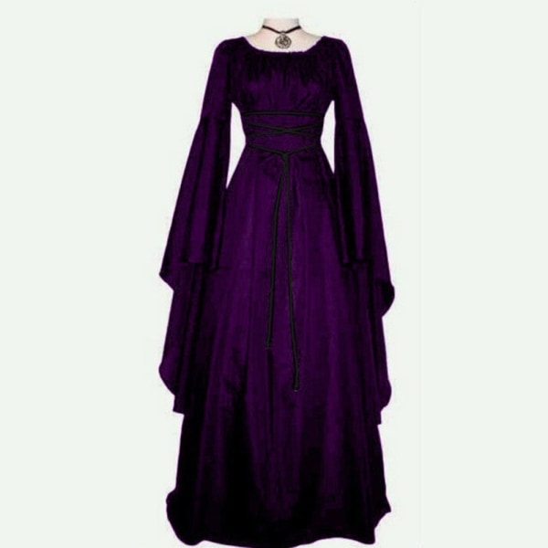 Damklänning medeltida viktoriansk Halloweenklänning Black XXL