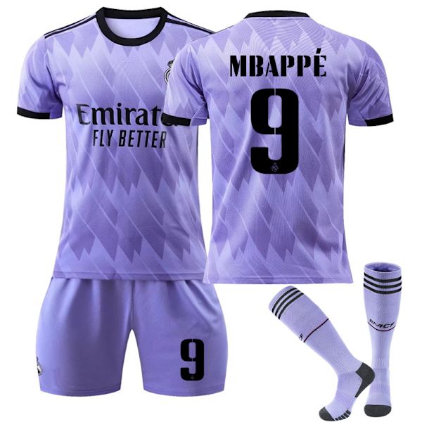 2022-23 Real Madrid Borta Barnfotbollsdräkt nr 9 Mbappé Adult S（165-170cm）