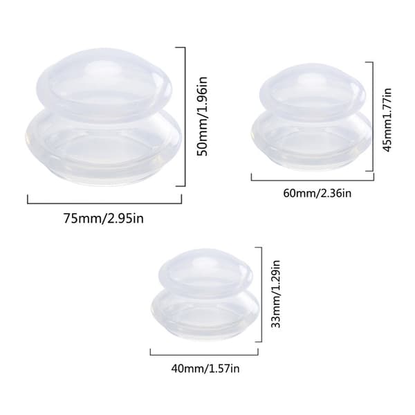 3st Koppning för helkroppsmassage Hemvakuumkoppling Transparent 3Pack