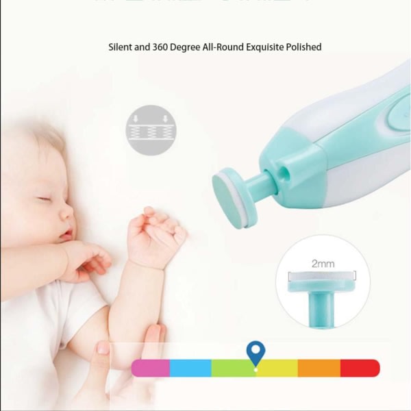 Baby elektrisk nageltrimmer Baby Spädbarnssäkerhet Blue