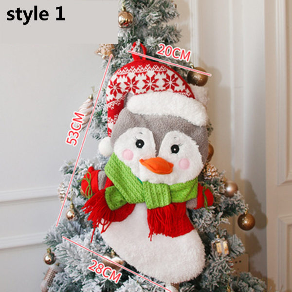 Stor julstrumpa Santa Claus strumpor Godis presentpåse style 3