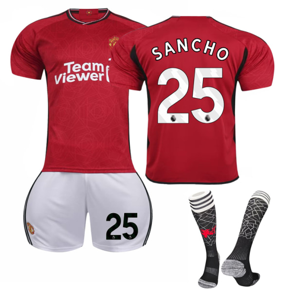 23-24 Manchester United Home Barnfotbollsdräkt nr 25 SANCHO 12-13 Years