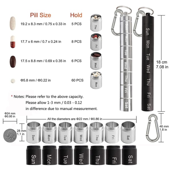 Utomhus 7 Grids Pill Box Weekly Pill Medicin Tablet Dispenser Silver