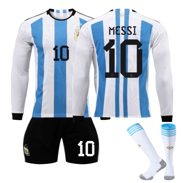 2022-2023 Winter Argentina 3-stjärnig fotbollströja Vuxen and Barn nr 10 Messi 24