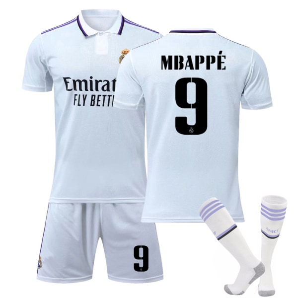 2022-23 Real Madrid Hemma Barnfotbollsdräkt nr 9 Mbappé Kids 20(110-120cm)