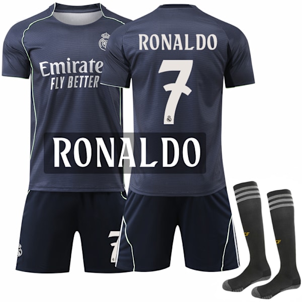 25-26 Real Madrid udebane Børnefodboldsæt nr. 7 Ronaldo Kids 20(110-120cm)