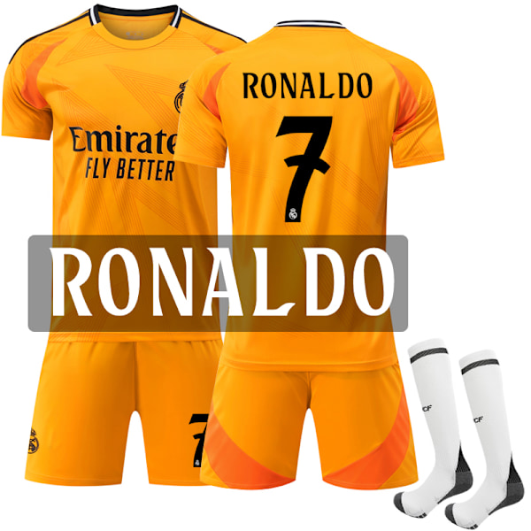 2024-25  Real Madrid udebane Børnefodboldsæt nr. 7 Ronaldo Kids 26(140-150cm)