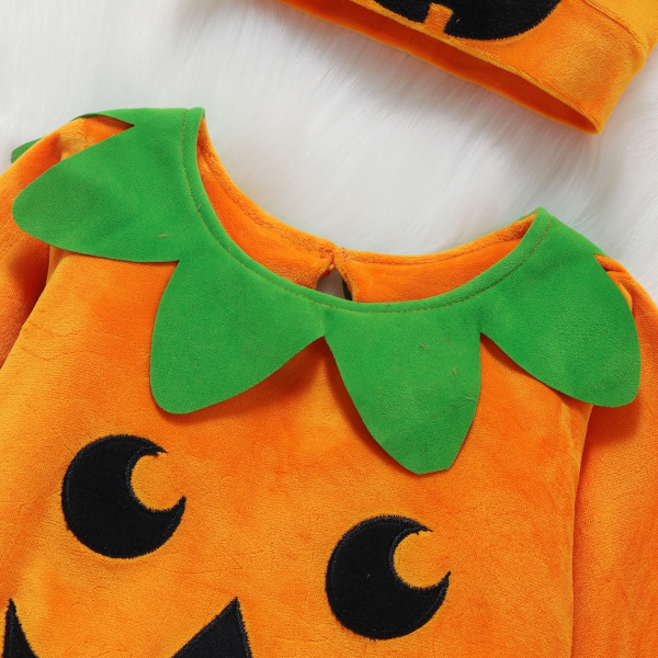 Baby Halloween kostym Pumpa Bodysuit Romper Baby cosplay Set 6-12M