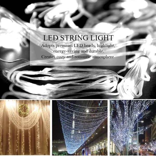 104 LED vattentäta ljusslingor justerbart paraplyträd dekorativ belysningslampa (vit)