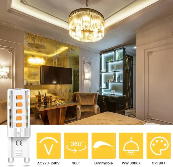 G9 LED-lampa 3W Dimbar Varmvit 3000K, 10-pack
