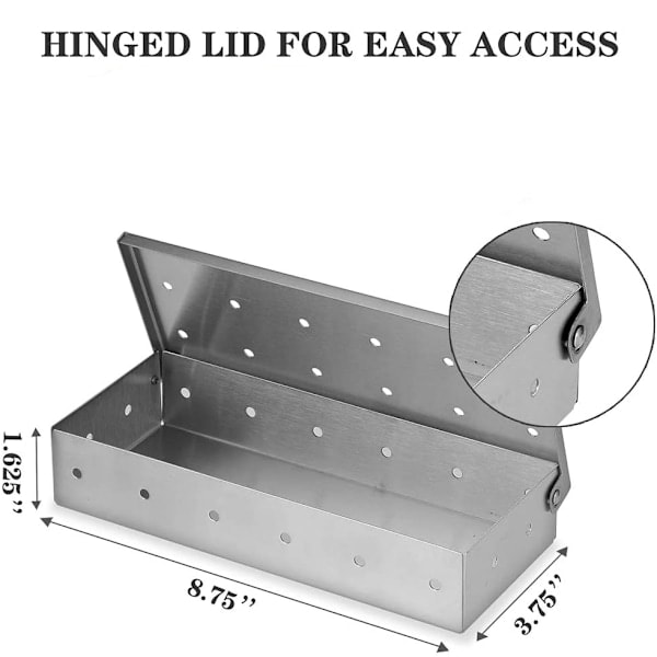 BBQ Träflis Rökare Låda - Stor Kapacitet Tjock Rostfritt Stål Kött Rökare Smak Rökare Låda