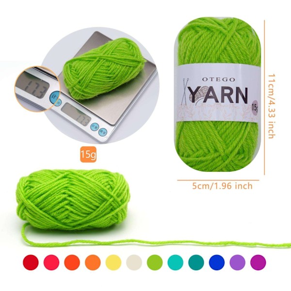12 st Akryl Garn för Stickning & Virkning (26 m/rulle) Multicolor multifärg