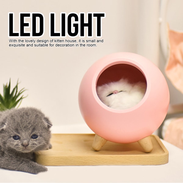 Söt katt Nattlampa Litet husdjurshus LED Nattlampa Sovrumsbelysning Atmosfärslampa