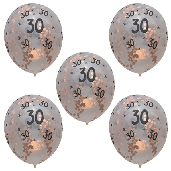 5 st latexballonger 30:e 40:e 50:e Grattis på födelsedagen Hemdekorationer (rosröda papper 30:e)