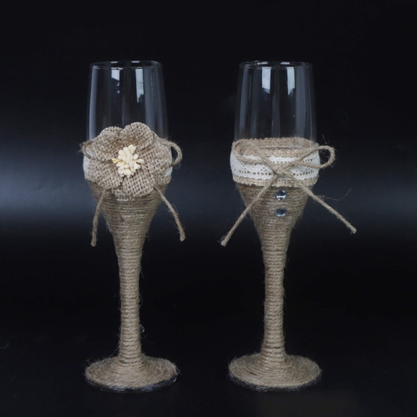 2st Western Bröllop Champagne Cup Brud Brudgum Vin Cup Set