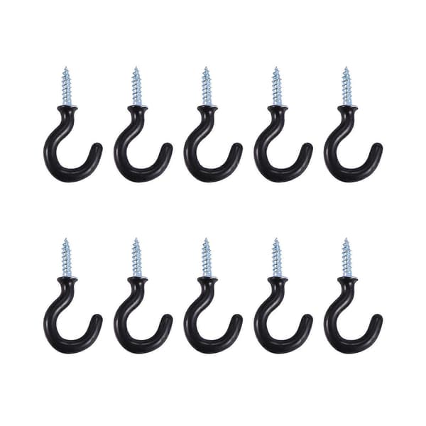 50 pcs 2.8 cm cup hooks, secured with metal screws, plastic coating, black.