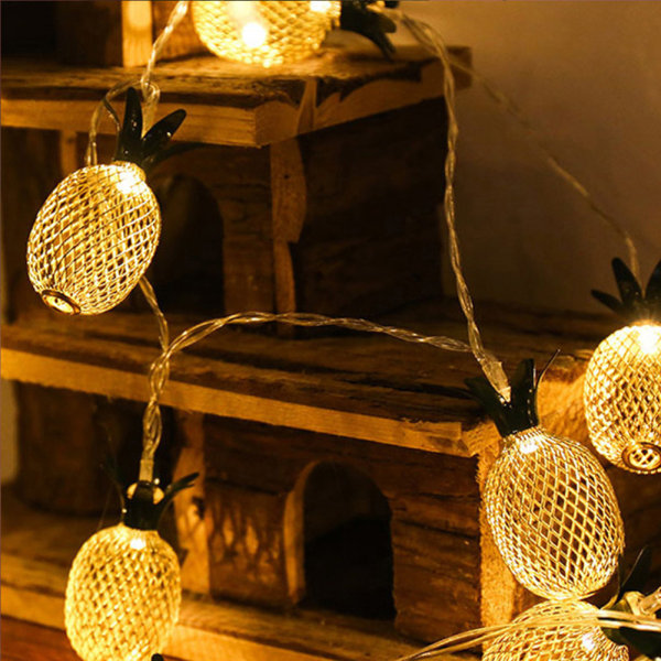 1,5 m 10LED USB - power Metall Ananas String Lights Dekorationslampa för House Courtyard Christmas Festival