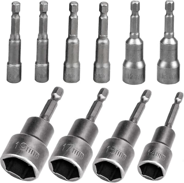 10 Pieces Hexagonal Magnetic Sockets, 6-19mm Magnetic Socket Wrenches Hexagonal Pilot Nut Driver style2701