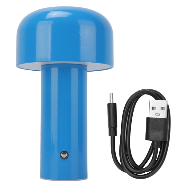 Svampbordslampa 3 färgdämpande USB laddningsbordslampa Touch Sensitive svamplampa för restaurang Camping Blå