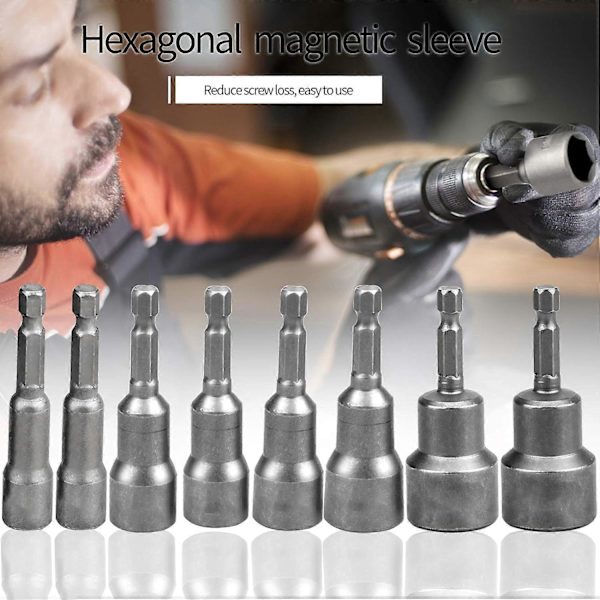 10 Pieces Hexagonal Magnetic Sockets, 6-19mm Magnetic Socket Wrenches Hexagonal Pilot Nut Driver style2701