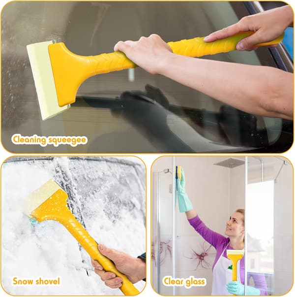 Long Ice Scraper, Yellow Car Windshield Ice Scraper, 32 cm Long Frost Scraper, Snow Remover, Snow Shovel.