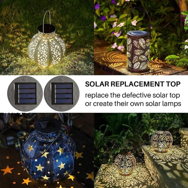 DIY Solar Lights Replacement Top med LED-lampor Solpanel Lantern Lock Lights Replacement Top Light för utomhushängande lyktor