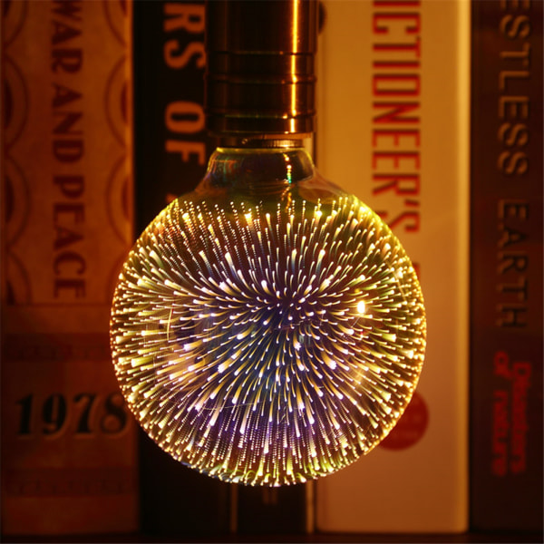 3D Firework LED-lampa LED-lampor 3D Firework-effekt 4W E27 Firework LED-lampa Vintage färgglad dekorativ glödlampa