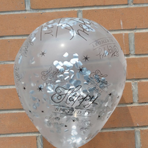 5 st latexballonger 30:e 40:e 50:e Grattis på födelsedagen Hemdekorationer (Silver Grattis på födelsedagen)