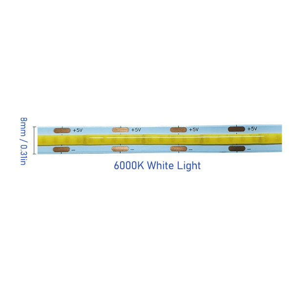 12V COB LED Flexibel Strip Light Självhäftande 90 CRI Flexibel Uniform LED-tejplampa 110LM 5m