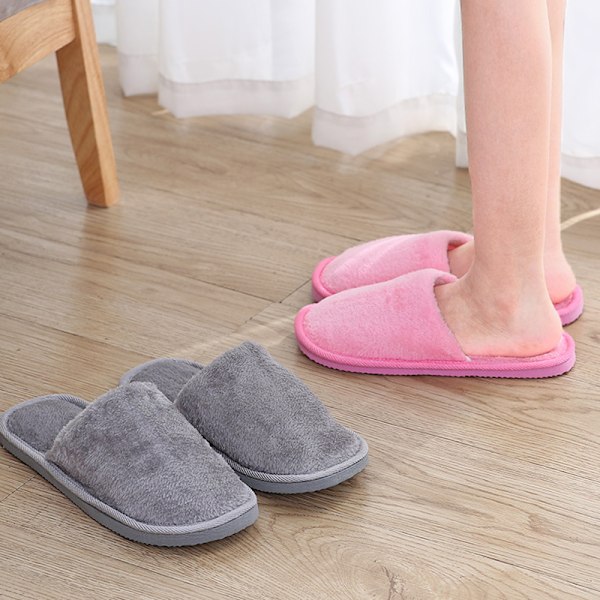 Hem Söta färger Varma plyschtofflor Halkfria Bekväma damtofflor för inomhusbruk Höst Vinter Rosa Pink 39-40