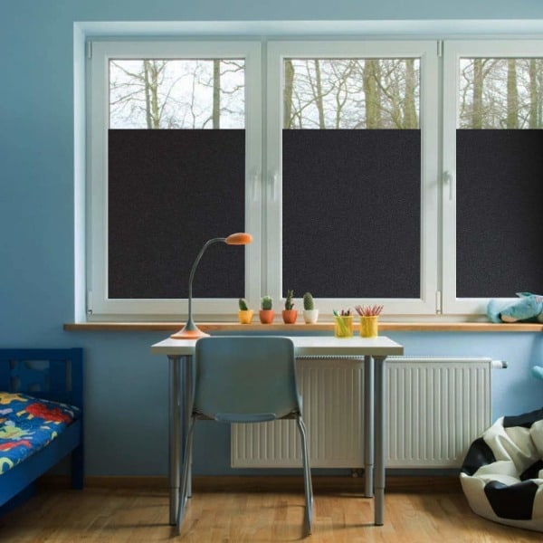 INF Självhäftande Fönsterfilm Mörkläggningsfolie Svart 200x44,5