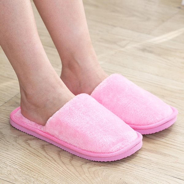 Hem Söta färger Varma plyschtofflor Halkfria Bekväma damtofflor för inomhusbruk Höst Vinter Rosa Pink 39-40