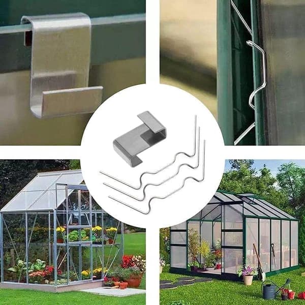 Drivhusglassklemmer – 200-pakning rustfrie drivhusklemmer