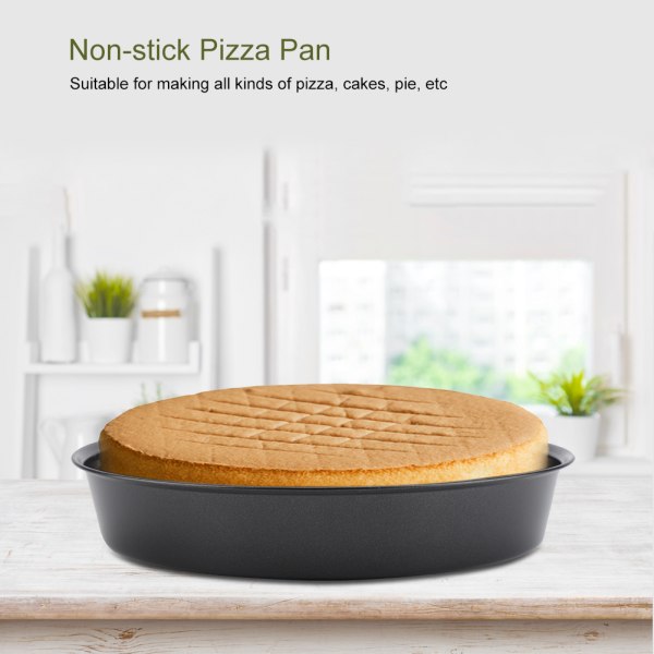 Kolstål Non-Stick Rund Pizzatallrik Pan Kakor Paj Bakplåt Form Mould (L)