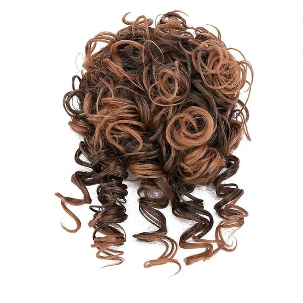 Curly Drawstring Bun, Ponytail Extension brown & blond brown & blond 8inch