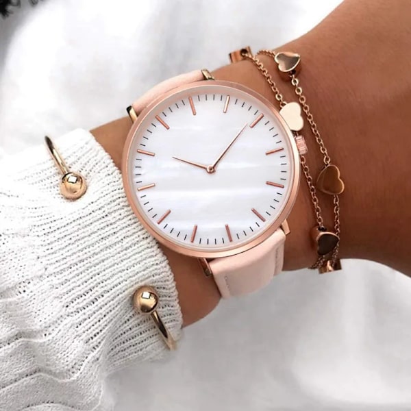Nytt mode Enkel klocka Damklockor Casual Dam Läder Kvarts Klocka Watch Vrouwen Relogio Feminino Zegarek Damski Green(.604)