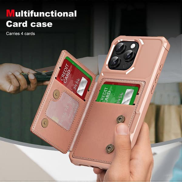 Horisontellt Flip Kortfack Läder Telefonfodral For iPhone 16 Pro Max