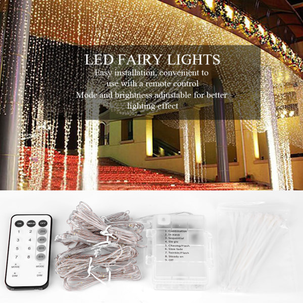 104 LED vattentäta ljusslingor justerbart paraplyträd dekorativ belysningslampa (vit)