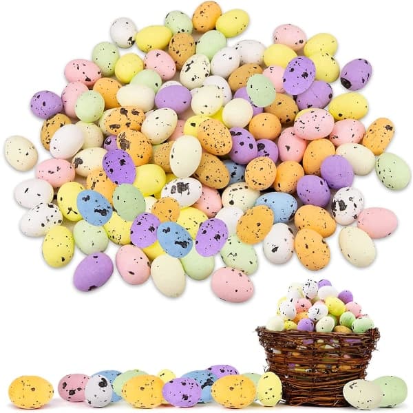 Easter Decorations Eggs - Mini Easter Multicolored Foam Eggs DIY Easter Party Decor Favor - Assorted Colors - No Basket