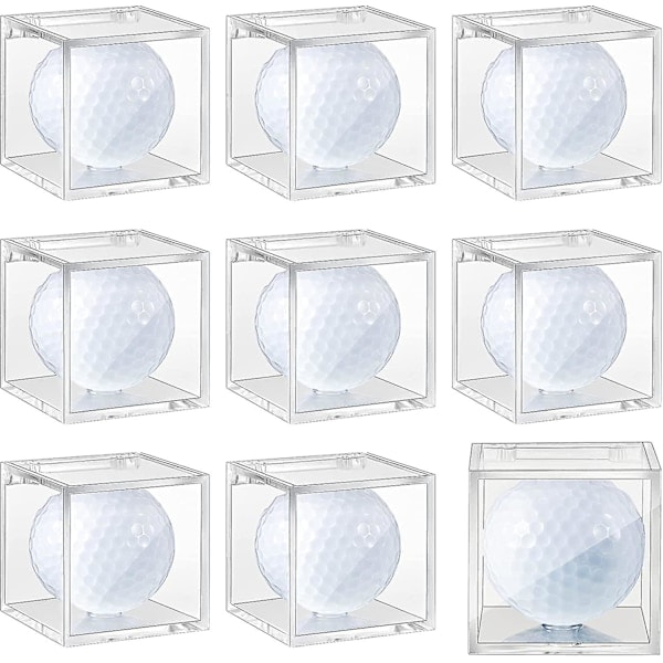 Golfbollspresentationsskrin i Akryl, Enstaka Golfbollskub, Transparent Golfbollshållare för Samlingar, 2 x 2 x 2 Tum, Förbättrad Förpackning