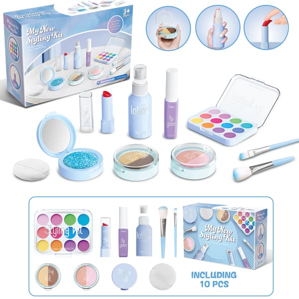 Børne Make-up Legesæt – Mit Nye Styling Kit (10 Dele) til Piger 3+ År blå