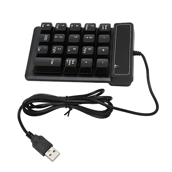 Wired Numeric Keypad Black USB Connection 19 U-shaped Keys Plug and Play Compact Numeric Keypad for Laptop PC Desktop