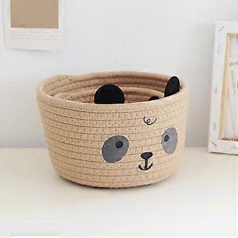 Charming Cute Bear and Pandas Sturdy Cotton Rope Storage Basket for Efficient Space-Saving Home Organization Blue Blue