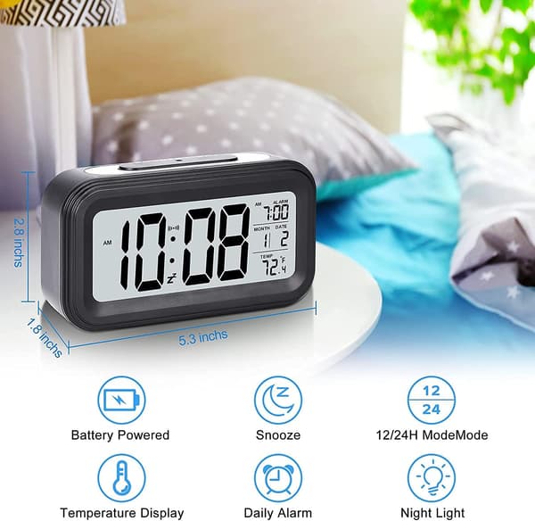 Digital väckarklocka, tyst batteridriven väckarklocka