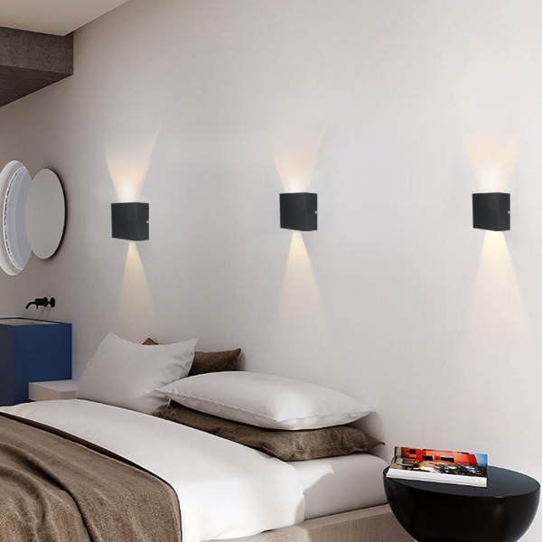 6W LED fyrkantig form aluminium vägglampa för sovrum säng korridor inomhus dekoration ljus