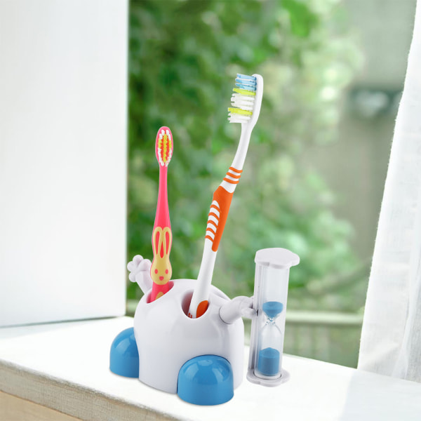 Tandborsthållare Barntandborstning Timglas 3 minuter Nedräkningstimer (blå)