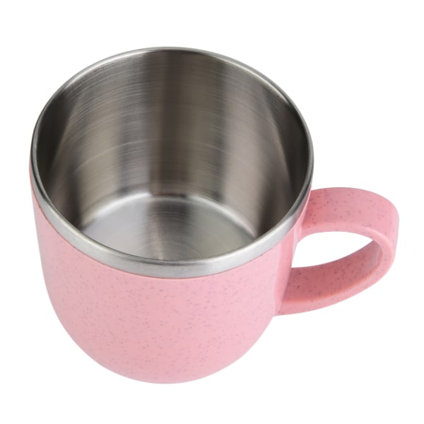Kolvar med vetehalm av rostfritt stål Vatten Kaffe Juice Mjölk Mugg (Rosa)
