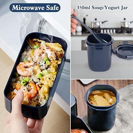 Dobbeltlags bentoboks med lunsjpose | bestikk, bento lunsj